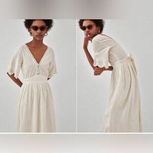 Gorgeous Ethereal Trf Collection For Zara White Linen Dress Summer cottagecore